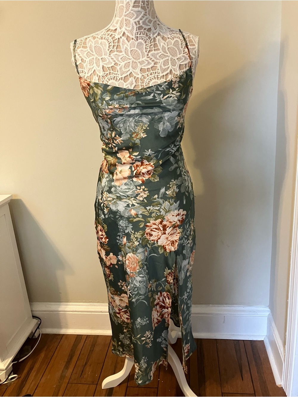 Hello Molly Sage Green Floral Slip Midi Dress